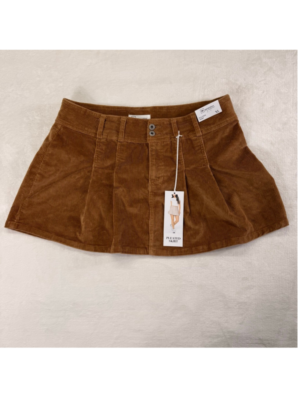 Women's RE Generation by Celebrity Pink Brown Corduroy Pleated Mini Skirt XL